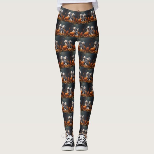 Dalmatische Puppy Herfst Delight Pompoen Leggings (Voorkant)