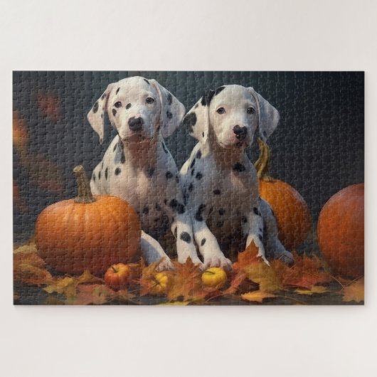 Dalmatische Puppy Herfst Delight Pompoen Legpuzzel (Horizontaal)