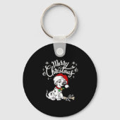 Dalmatische puppy hond in een kerstkerstkerstmuts sleutelhanger (Voorkant)