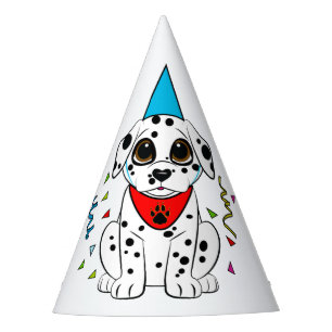 Dalmatische puppy met de hartlijnde neus feesthoedjes