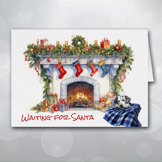 Dalmatische Puppy Open haard Wacht op de Kerstman
