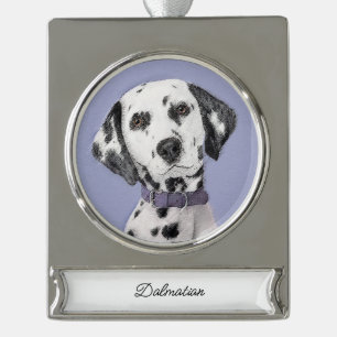 Dalmatische schilderijen - Kute Original Dog Art Verzilverd Banner Ornament