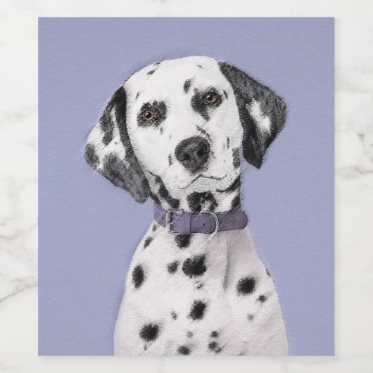 Dalmatische schilderijen - Kute Original Dog Art Wijn Etiket (Enkel label)
