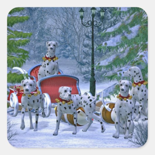  Dalmatische Sneeuwkerst Vierkante Sticker (Voorkant)