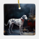 Dalmatische Sneeuwslee Kerstdecoratie Keramisch Ornament (Voorkant)