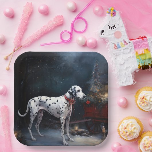 Dalmatische Sneeuwslee Kerstdecoratie Papieren Bordje (Feest)
