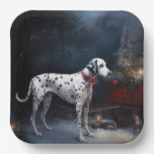 Dalmatische Sneeuwslee Kerstdecoratie Papieren Bordje (Voorkant)