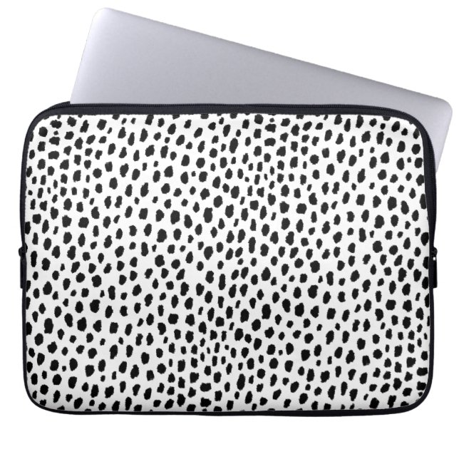 Dalmatische Spots (zwart/wit) Laptop Sleeve (Voorkant)