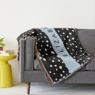 Dalmatische Stippen, Vlekken, Zwart-wit, Jouw naam Deken