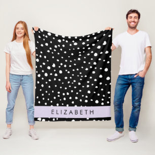 Dalmatische Stippen, Vlekken, Zwart-wit, Jouw naam Fleece Deken