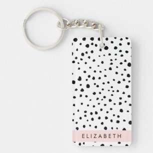 Dalmatische Stippen, Vlekken, Zwart-wit, Jouw naam Sleutelhanger