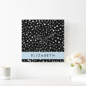 Dalmatische Stippen, Vlekken, Zwart-wit, Jouw naam Vierkante Klok (Huis)