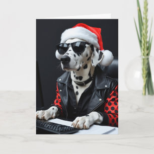 Dalmatische typemachine kerstkaart Santa-hoed op m Kaart