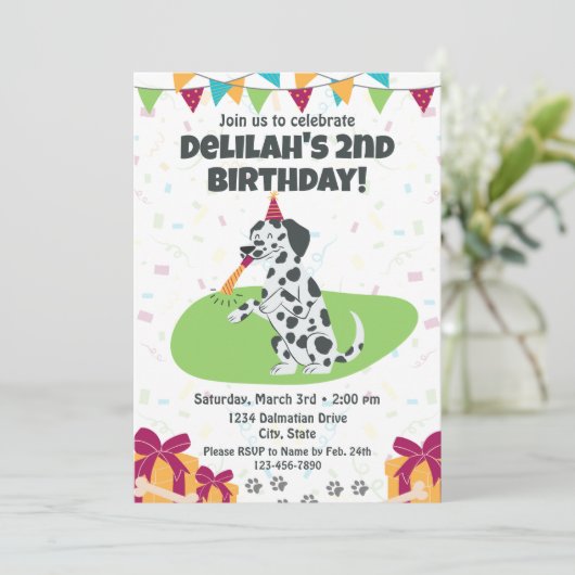 Dalmatische verjaardagsuitnodiging kaart (Staand voorkant)