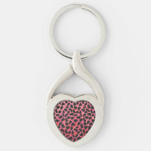 Dalmatische zwarte en rode afdrukken sleutelhanger