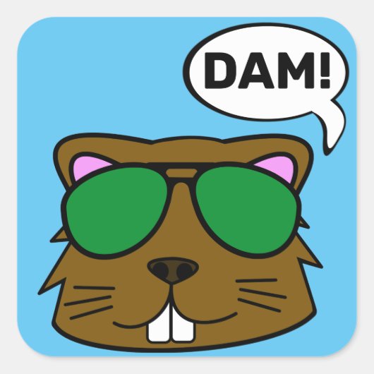 Dam Beaver Vierkante Sticker (Voorkant)
