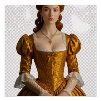 Dama Renacentista Dorada Perfect Poster