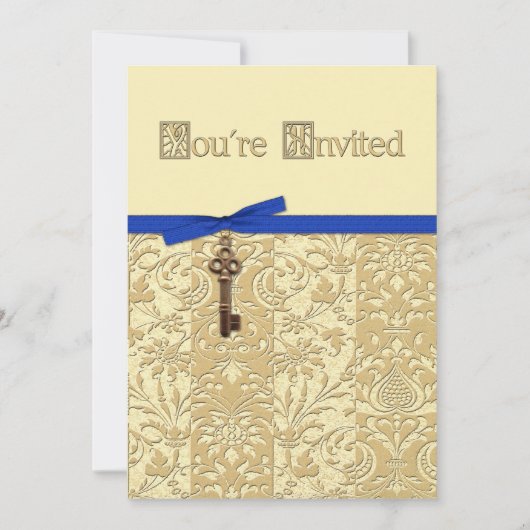 Damas 3D Gold avec charme et Invitation Bow (Devant)