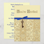 Damas 3D Gold avec charme et Invitation Bow (Devant / Derrière)