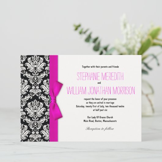 Damas Avec Faire-part de mariage Bow Rose Chaud (Debout devant)