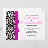 Damas Avec Faire-part de mariage Bow Rose Chaud (Devant / Derrière)