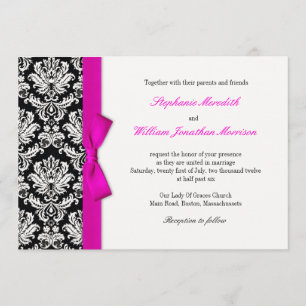 Damas Avec Faire-part de mariage Bow Rose Chaud