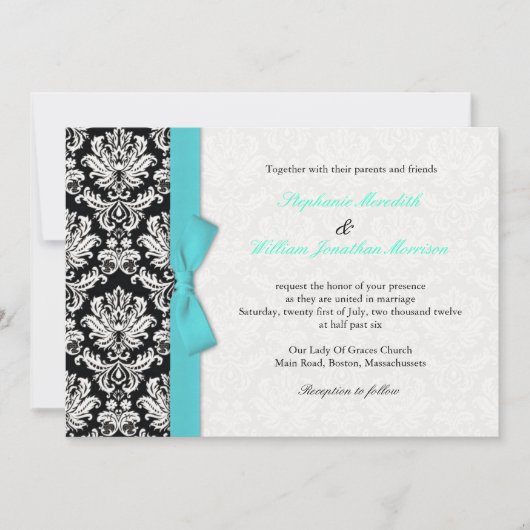 Damas Avec Faire-part de mariage Bow Turquoise (Devant)