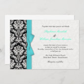 Damas Avec Faire-part de mariage Bow Turquoise (Devant / Derrière)