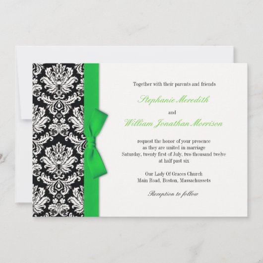 Damas Avec Faire-part de mariage Bow Vert (Devant)