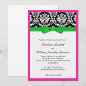 Damas avec Faire-part de mariage vert et rose (Devant / Derrière)