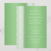 Damas blanc & perle Green Wedding Invitations (Devant / Derrière)