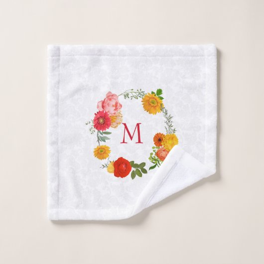 Damas Blanches Et Fleurs (Gant de toilette)
