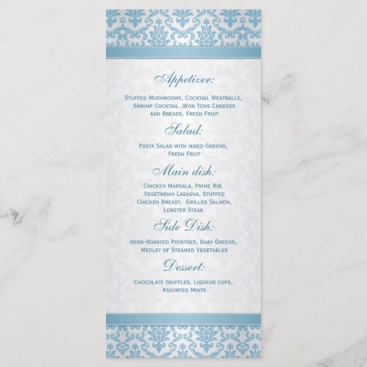 Damas bleu clair sur le menu argent (Dos)