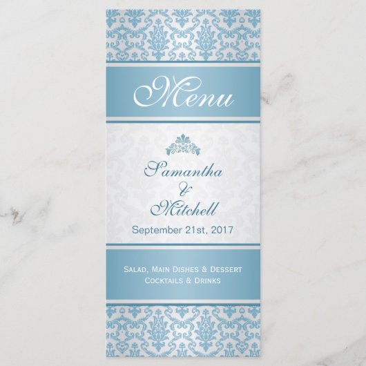 Damas bleu clair sur le menu argent (Devant)