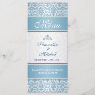 Damas bleu clair sur le menu argent