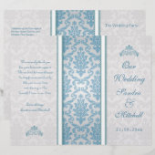 Damas bleu clair sur le programme de mariage argen (Devant / Derrière)