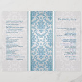 Damas bleu clair sur le programme de mariage argen (Dos)
