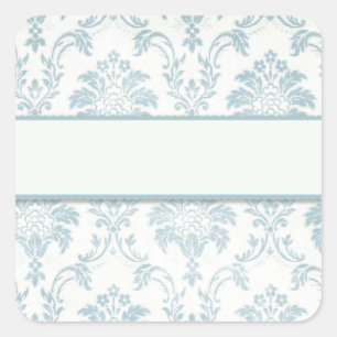 Damas bleu doux avec Étiquette blanc