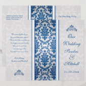 Damas bleu foncé sur le programme de mariage argen (Devant / Derrière)