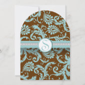 Damas bleu sur Faire-part de mariage Brown (Dos)