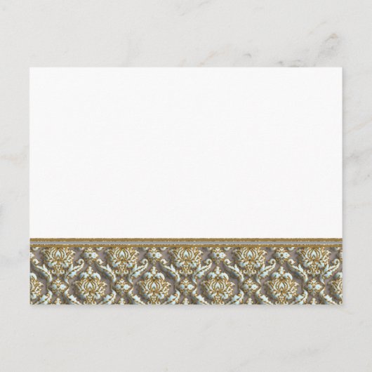 Damas bleu sur Faire-part de mariage gris (Dos)