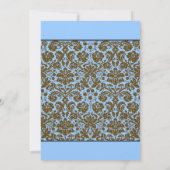 Damas Brown Sur Faire-part de mariage Bleu (Dos)