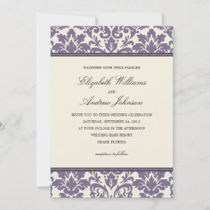 DAMAS CLASSEMENT VIOLET CARTES D'INVITATION DE M