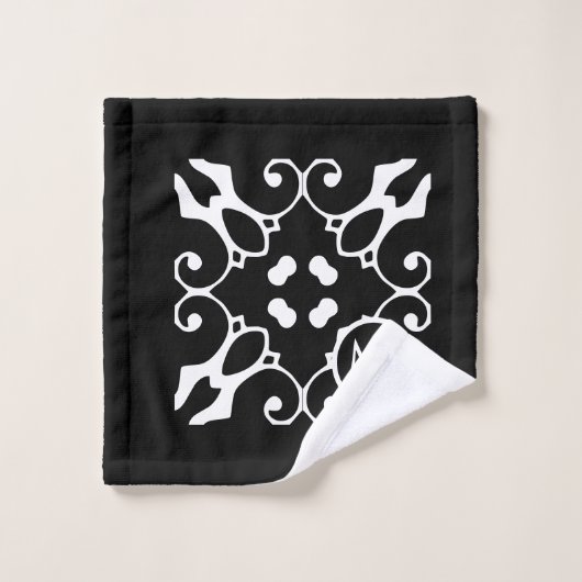 Damas d'abstat noir et blanc moderne (Gant de toilette)