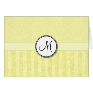 Damas de crème de citron avec bandes et monogramme