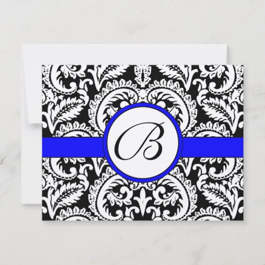 Damas de fleur noire avec la carte RSVP Royal Blue (Devant)
