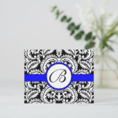 Damas de fleur noire avec la carte RSVP Royal Blue (Debout devant)