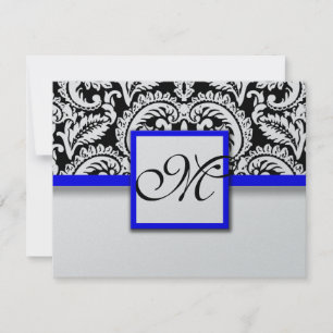Damas de fleur noire avec la carte RSVP Royal Blue