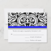 Damas de fleur noire avec la carte RSVP Royal Blue (Dos)