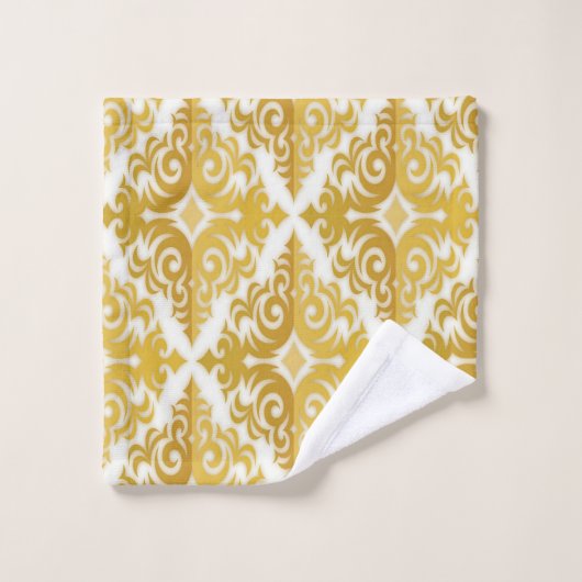 Damas de papier peint or et blanc (Gant de toilette)